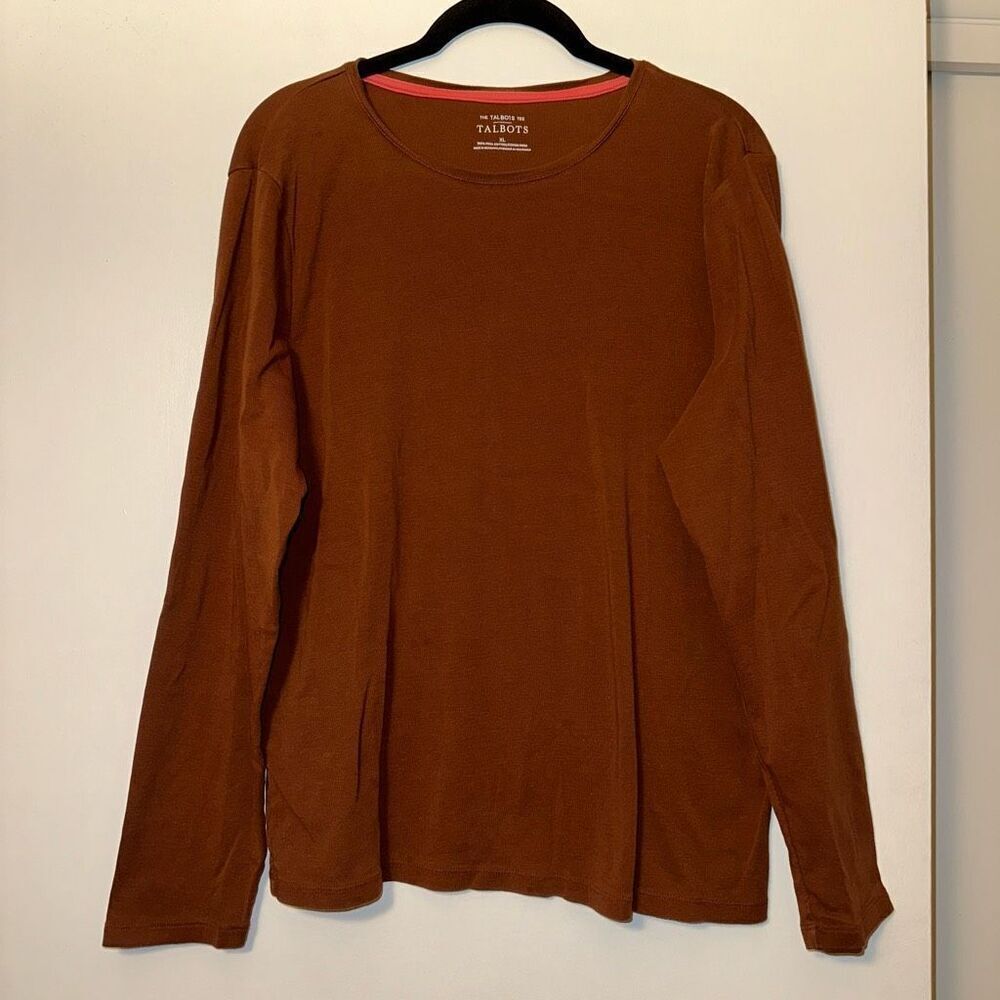 Talbots Womens Basic Bronze Brown Long Sleeve Shi… - image 1